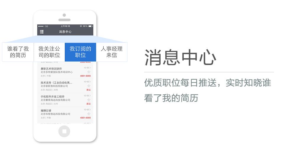 優(yōu)質(zhì)職位每日推送，實時知曉誰看了我的簡歷
